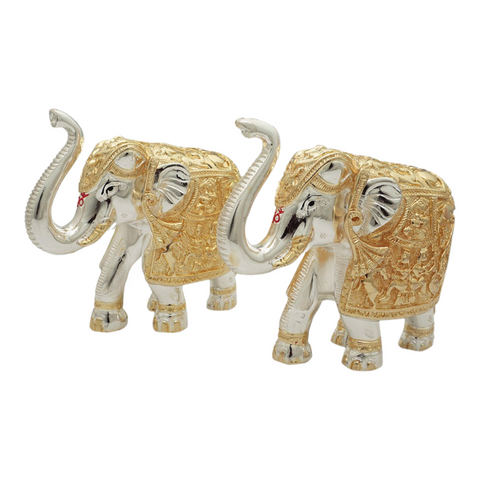 Pure silver and gold coated elephant idol