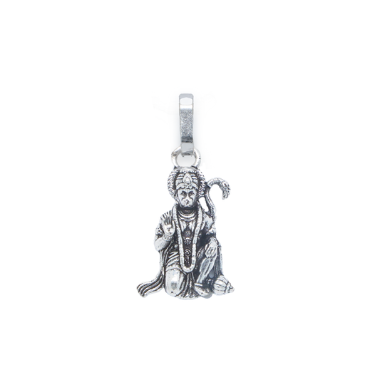 925 Silver God Hanuman half seating  Pendant for Men & Women Pure Silver Lord Bajrang Bali Locket for Good Health & Wealth