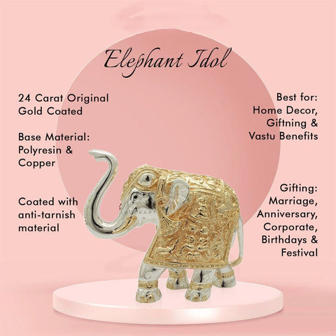 Pure silver and gold coated elephant idol