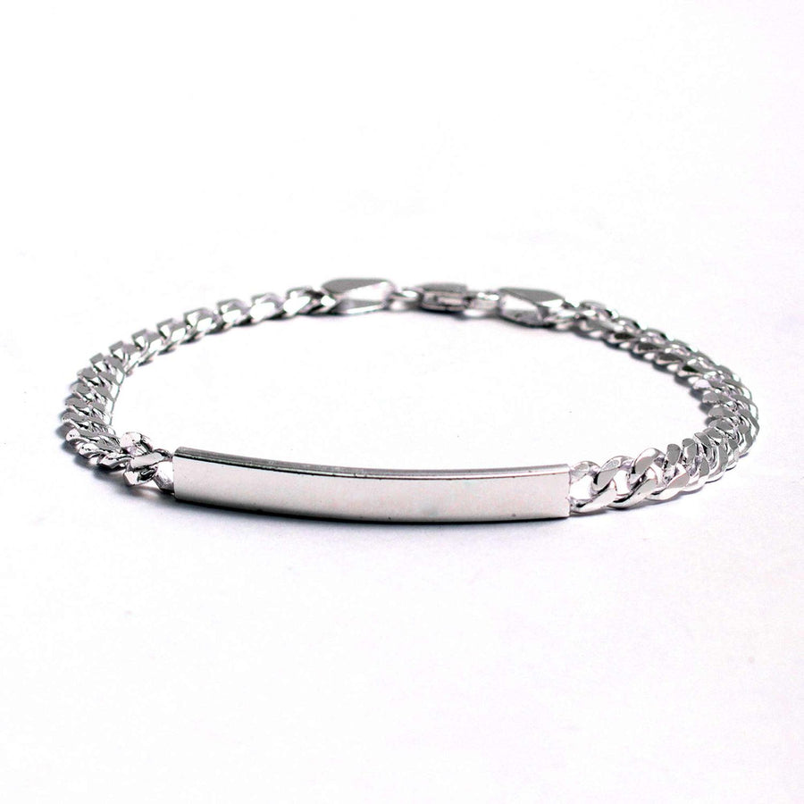 925 Sterling Silver Designer Curb Chain ID Bracelet for him