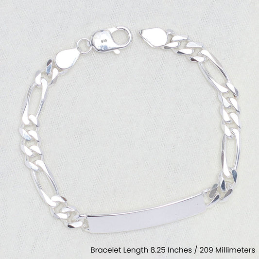 925 Sterling Silver Designer Figaro Chain  Bracelet for him