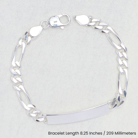 925 Sterling Silver Designer Figaro Chain  Bracelet for him