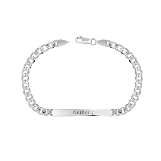 925 SILVER CURB NAME ENGRAVED BRACELET FOR HIM