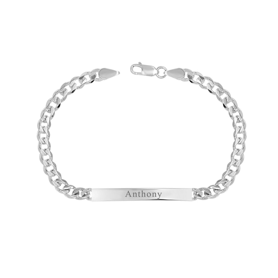 925 SILVER CURB NAME ENGRAVED BRACELET FOR HIM