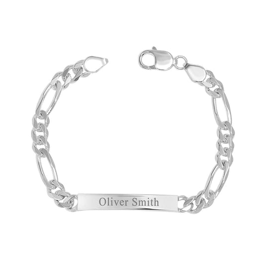 925 SILVER FIGARO NAME ENGRAVED BRACELET FOR HIM