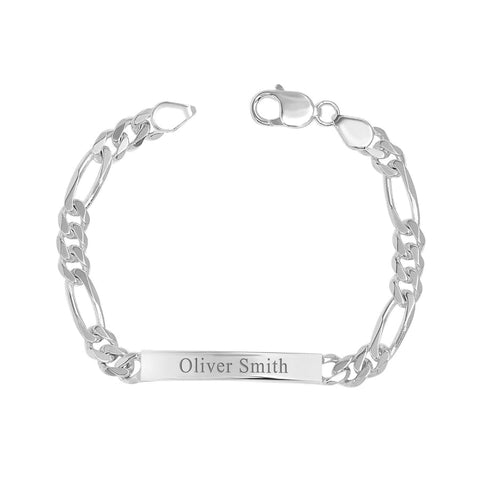 925 SILVER FIGARO NAME ENGRAVED BRACELET FOR HIM