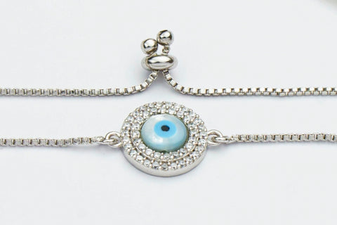 925 SILVER ADJUSTABLE EVIL EYE BRACELET