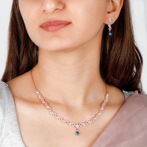 Zirconia studded Rose gold  design necklace