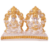 SILVER & GOLD COATED GANESHA AND LAKSHMI IDOL