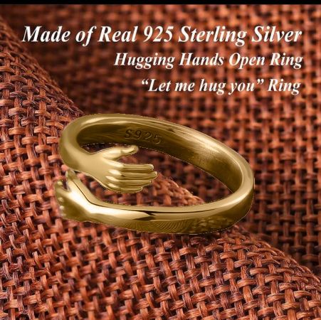 925 SILVER GOLD PLATED  HUG RING