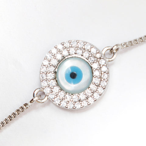 925 SILVER ADJUSTABLE EVIL EYE BRACELET