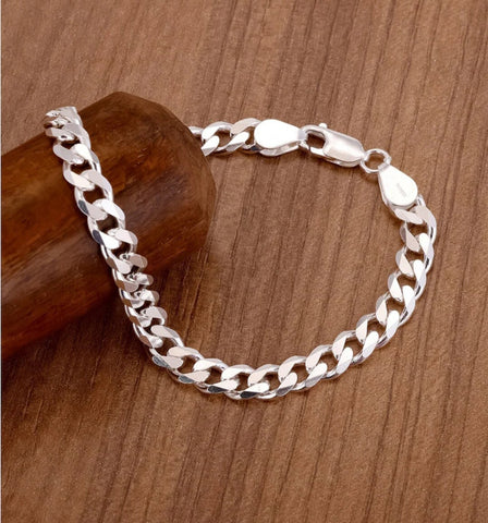 925 Sterling Silver Curb Chain Bracelet for him