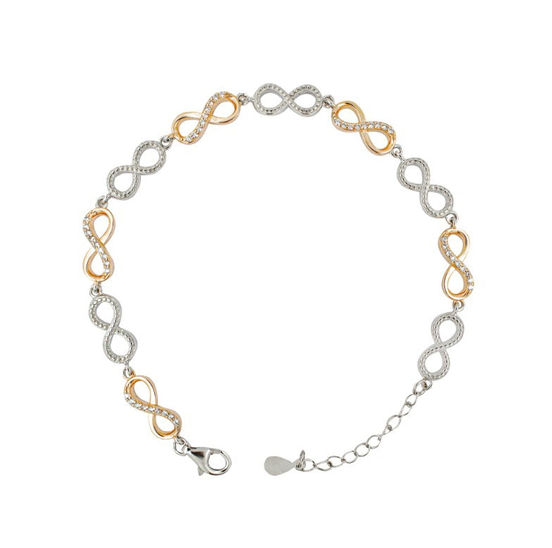 SILVER TWO TONE INFINITY BRACELET