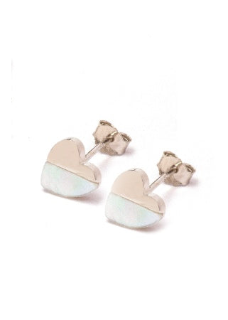 SILVER MONALISA HEART DESIGN STUD