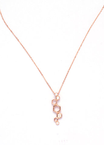 Rose gold hexagon necklace for her