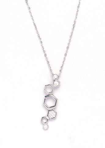 Silver hexagon necklace for her