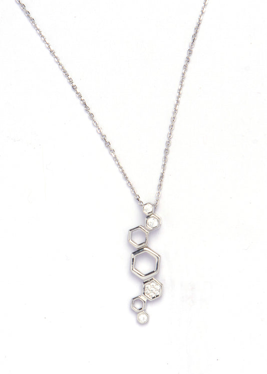 Silver hexagon necklace for her