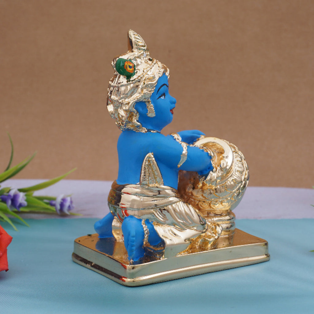 Original Gold Coated Blue Krishna Idol