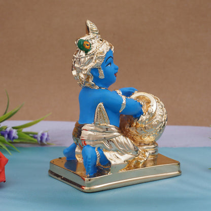 Original Gold Coated Blue Krishna Idol