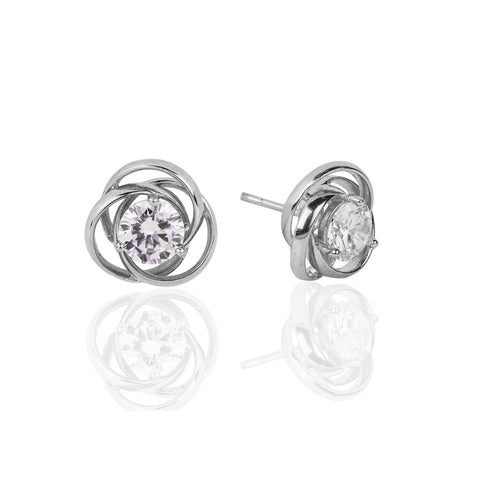 SILVER FLOWER ZIRCONIA STUD