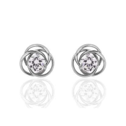 SILVER FLOWER ZIRCONIA STUD