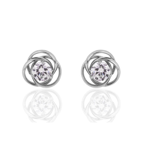 SILVER FLOWER ZIRCONIA STUD