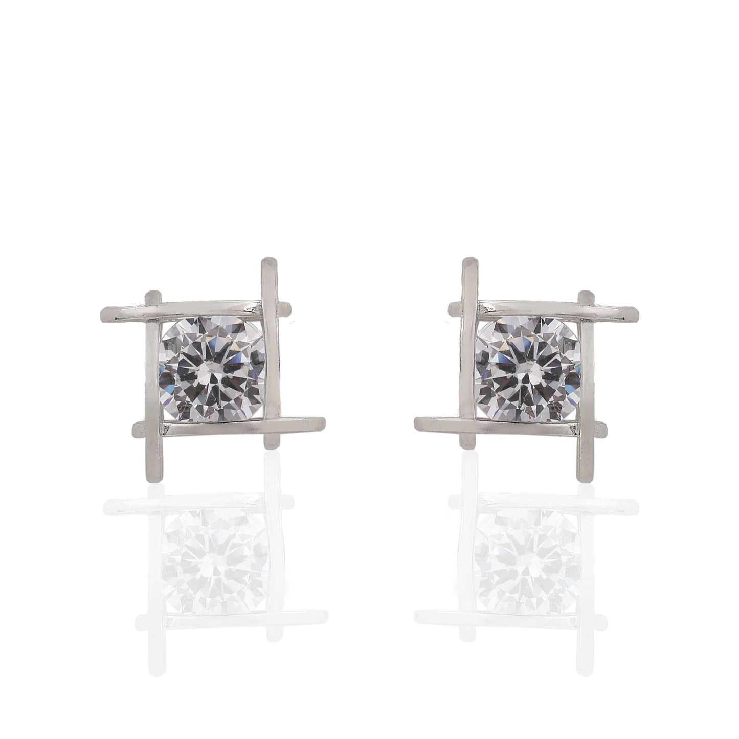 SILVER SQUARE ZIRCONIA STUD