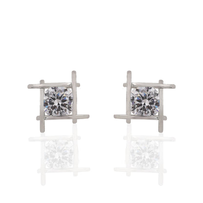 SILVER SQUARE ZIRCONIA STUD
