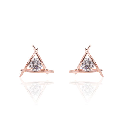 SILVER ROSE GOLD TRIANGLE STUD