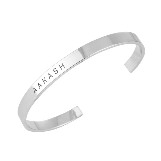 Silver Unisex Personalised Name Hand Cuff