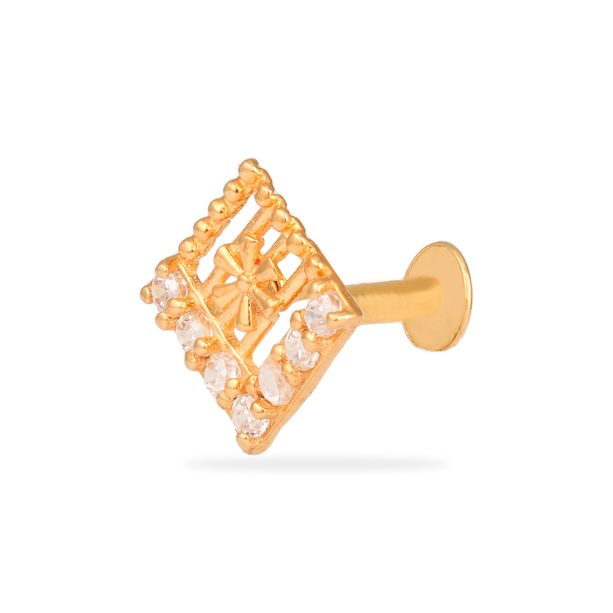 14K SQUARE YELLOW GOLD STUD