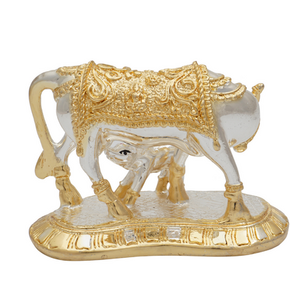 Gold & Silver Coated Vastu Kamadhenu With Calf