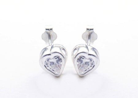 SILVER HEART DESIGN STUD FOR HER