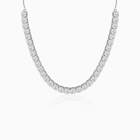 Silver Zircon Solitaire Necklace