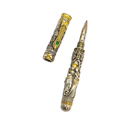 Silver Radha Krishna Antique Nakash Pen