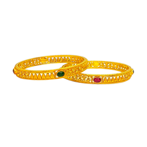 925 SILVER ANTIQUE RUBY EMERALD BANGLES