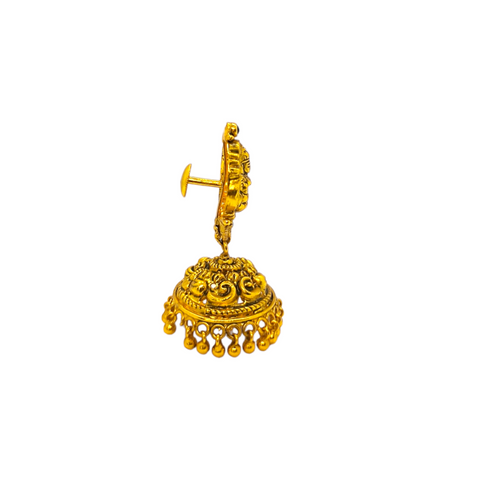 925 SILVER ANTIQUE LAXMI PLAIN GOLD DESIGN JUMKI