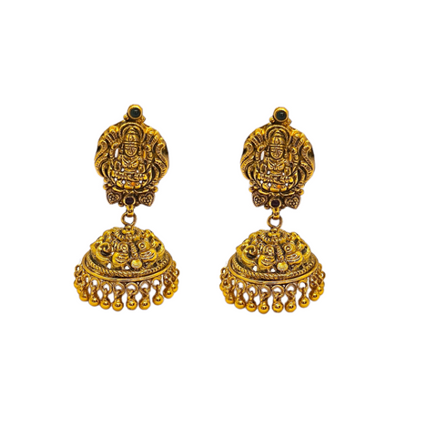 925 SILVER ANTIQUE LAXMI PLAIN GOLD DESIGN JUMKI