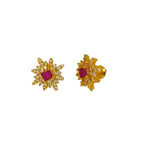 925 SILVER ANTIQUE AD RUBY STUD