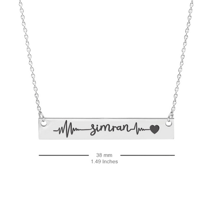HEARTBEAT NAME ENGRAVED SILVER NECKLACE
