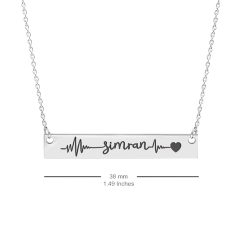 HEARTBEAT NAME ENGRAVED SILVER NECKLACE