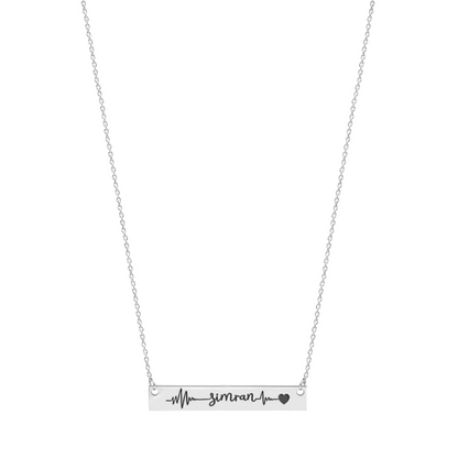 HEARTBEAT NAME ENGRAVED SILVER NECKLACE