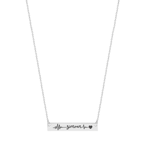 HEARTBEAT NAME ENGRAVED SILVER NECKLACE