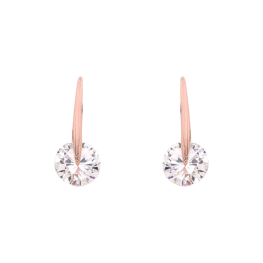 SILVER ROSE GOLD ZIRCONIA HOOPS