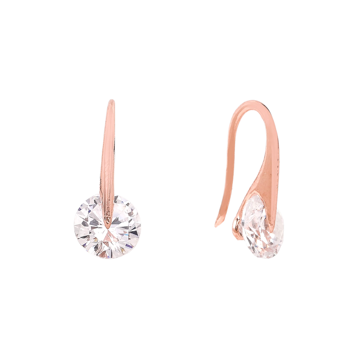 SILVER ROSE GOLD ZIRCONIA HOOPS