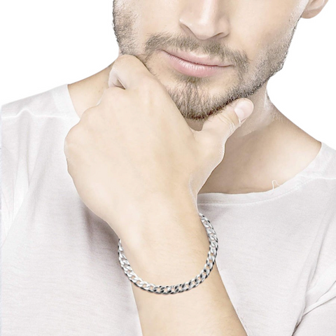 925 Sterling Silver Curb Chain Bracelet for him