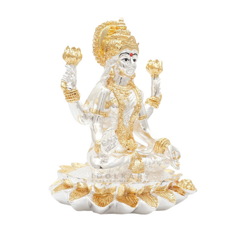 Original Gold and Silver Coated Lotus Laxmi Idol