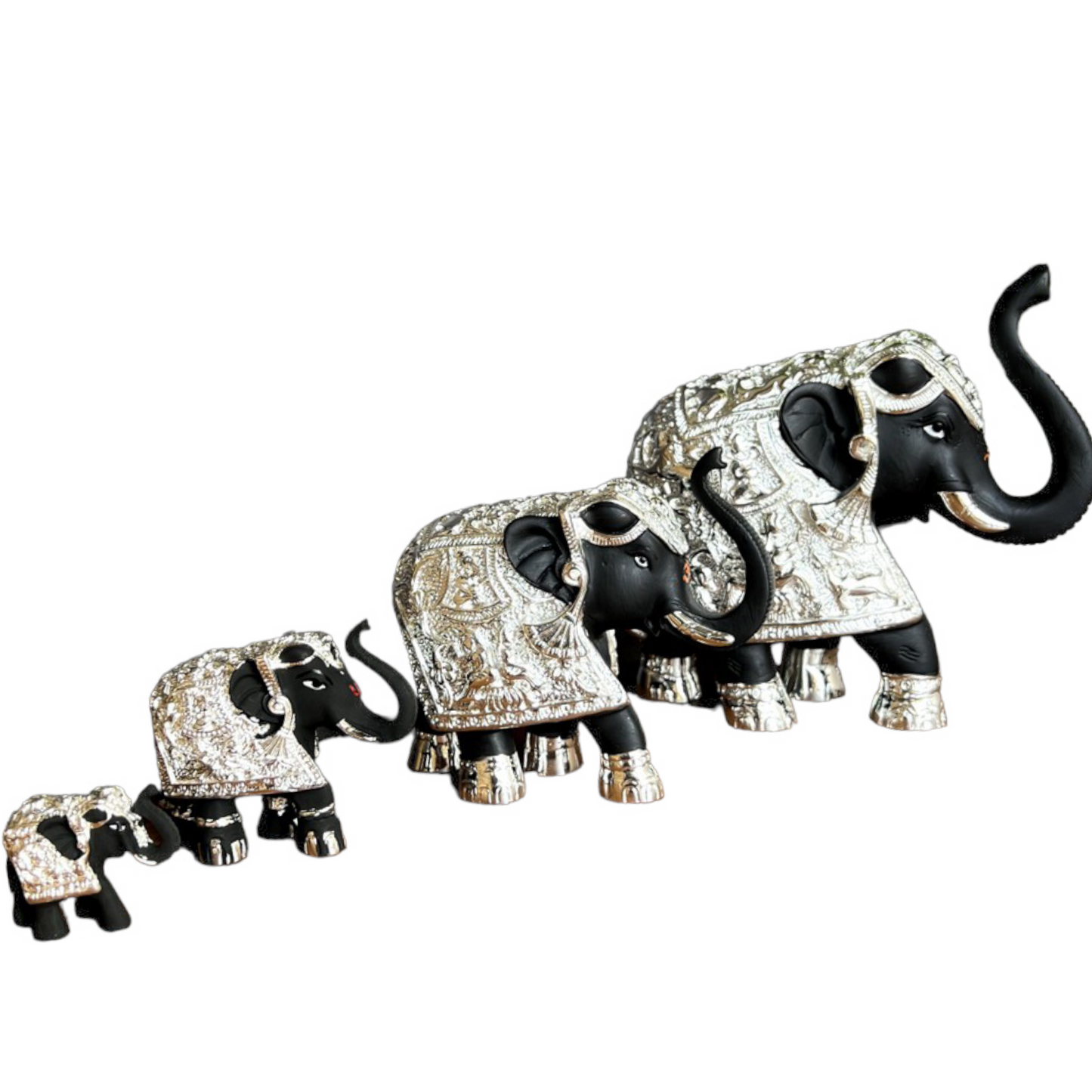 Pure gold and silver coated elephant idol with trunk up