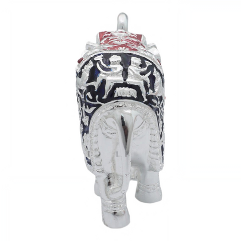 Pure silver coated elephant idol with trunk up