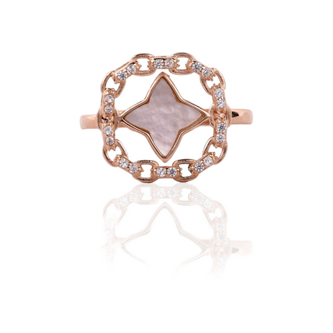 925 SILVER ROSE GOLD COCKTAL PARTY WEAR RING